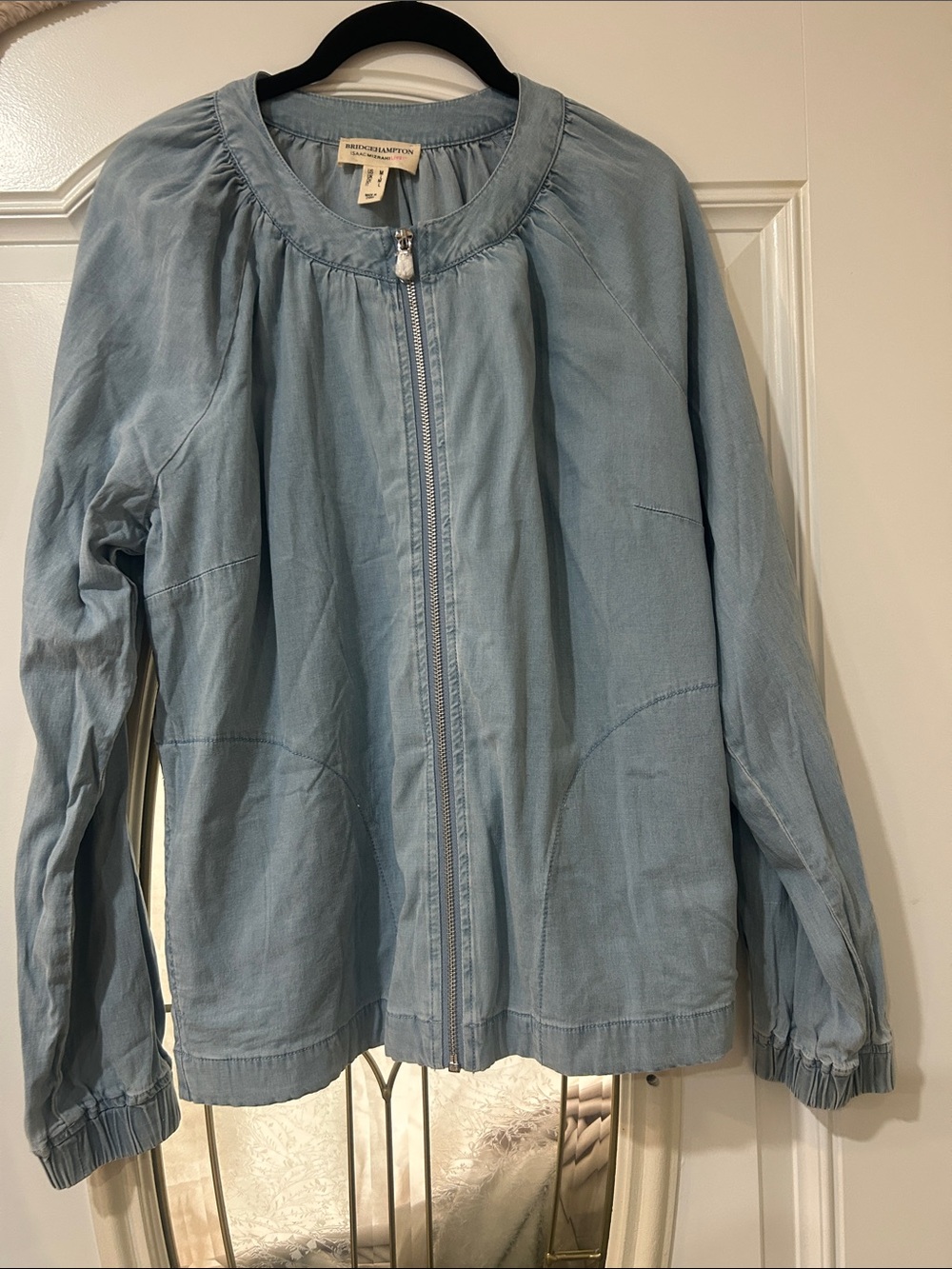 Isaac Mizrahi Light Blue Zip-Front Denim Jacket - Picture 2 of 5